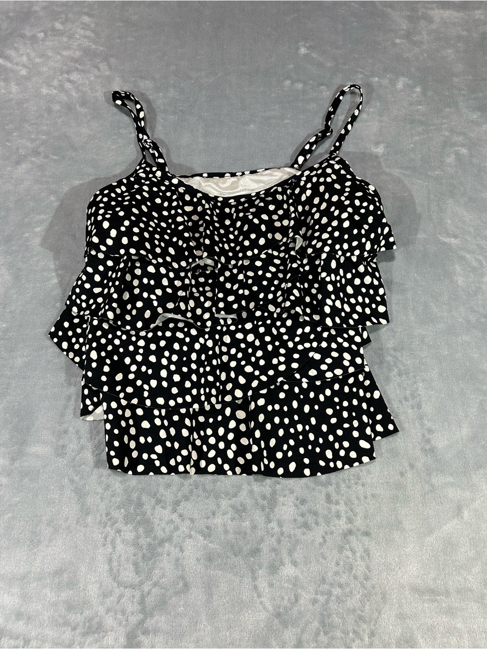 Miraclesuit Tankini Swim Tank Top Women’s Size 10 Polka Dot Black White